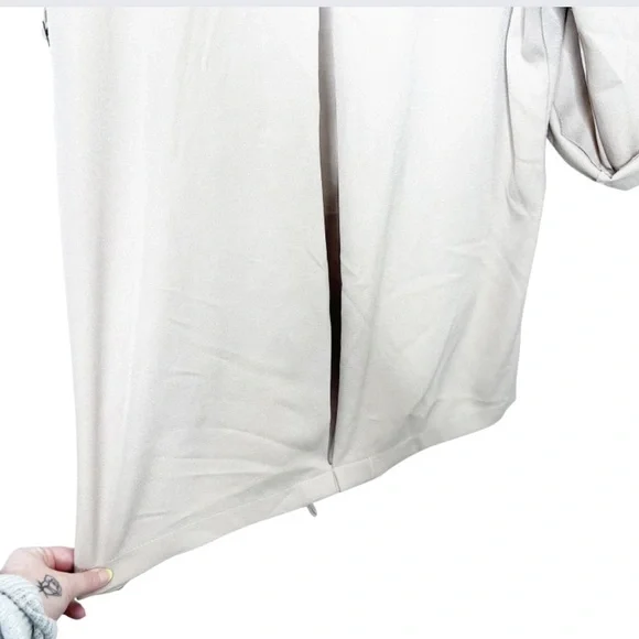 Womens Asymmetrical Zip Jacket Draped Collar Rolled Sleeve Beige Size MM - Picture 14 of 16